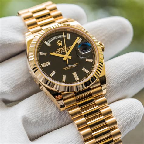 rolex daydate gold black|Rolex Day-Date prices.